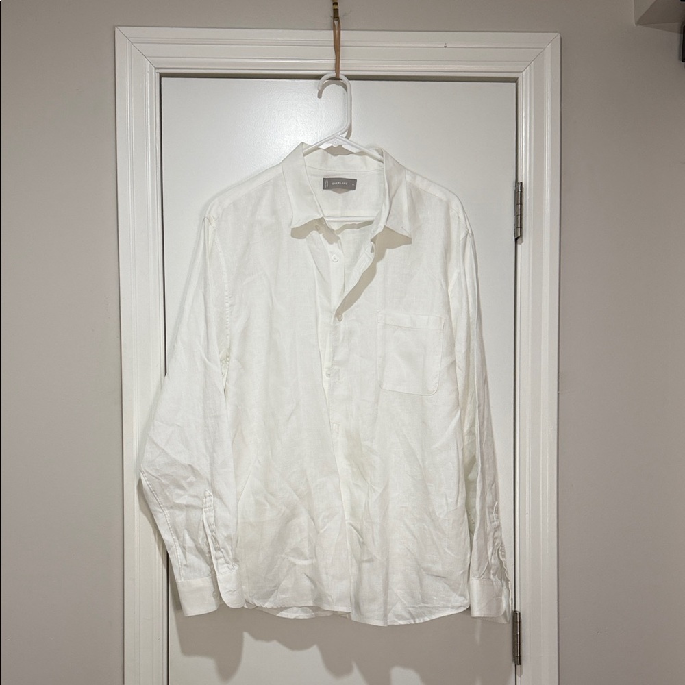 Everlane White Linen Button Down Shirt